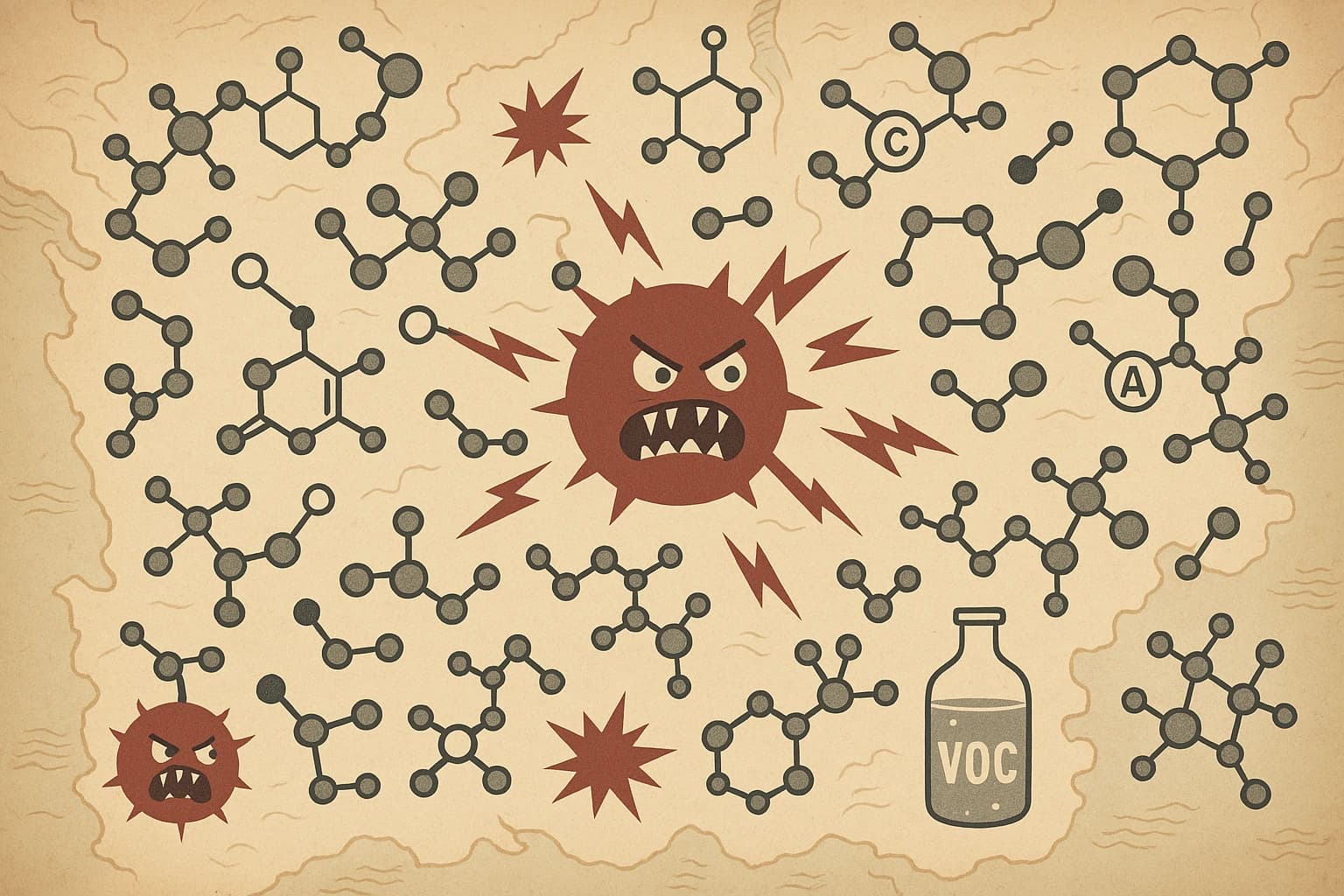 Illustration of common solvents